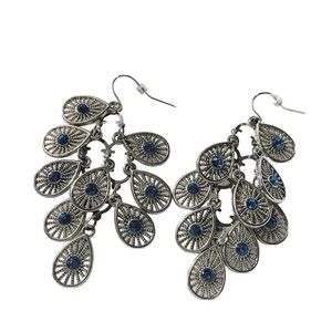 Peacock Tail Chandelier Dangle Pierced Earrings